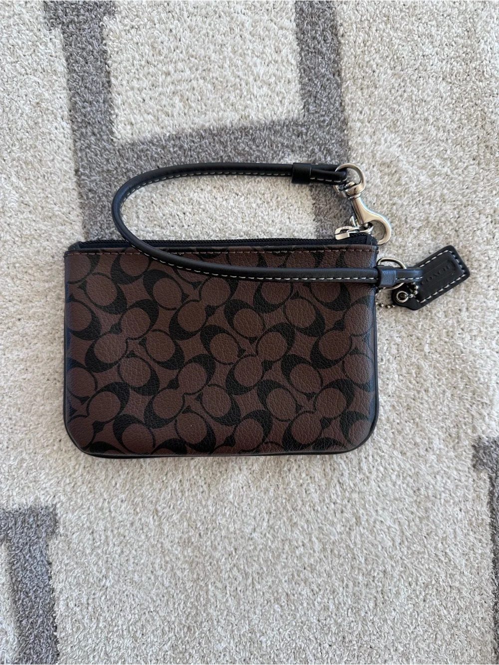 Coach Brown Signature Wristlet with Black Stripe vintage y2k Coach
